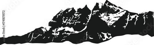 Swiss Mountain Silhouette Vector | Minimal Alpine Landscape Illustration