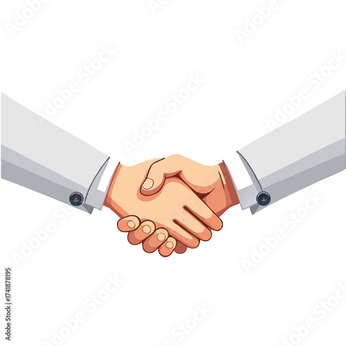 Handshake business agreement partnership deal cooperation success collaboration contract hands meeting teamwork vector sticker icon