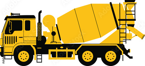 Yellow cement truck vector illustration construction vehicle art editable vector