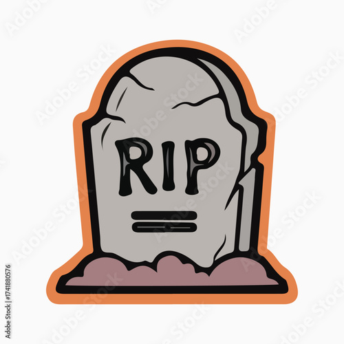 Gravestone Illustration Depicting Rest in Peace for Halloween.