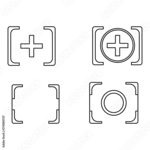 Four icons representing plus and minus symbols within brackets