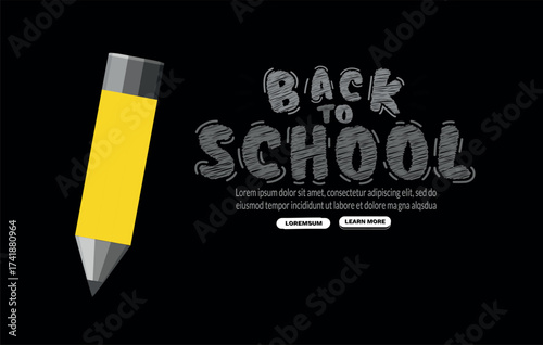 Welcome back to school background with pencil drawing, Concept of education templates for invitation, banner and poster