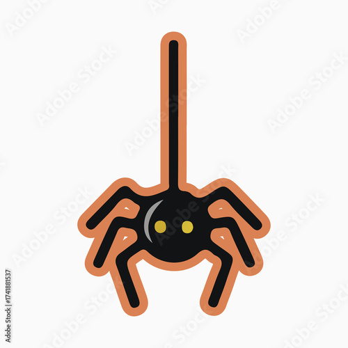 Hanging Halloween Spider Decoration with Orange Outline.