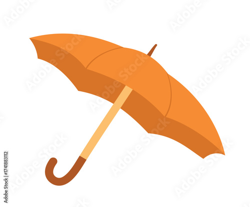 An orange umbrella isolated on a white background, a simple illustration perfect for weatherrelated or seasonal themes