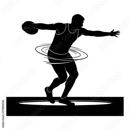 Silhouette icon vector design of a discus thrower spinning
