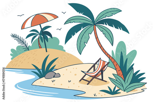 tropical island with palm trees