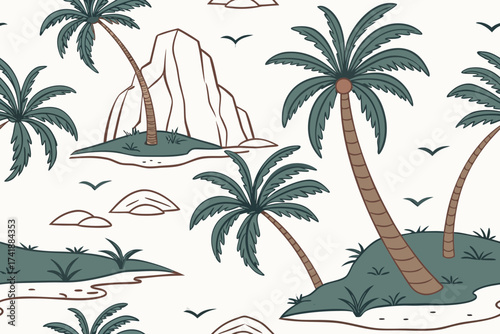 tropical island with palms