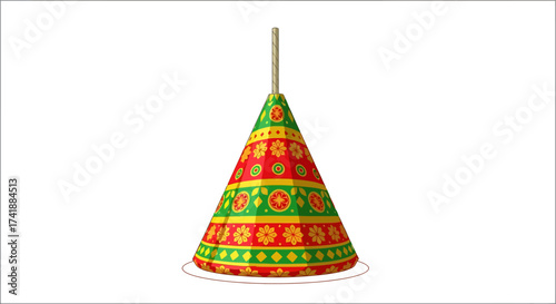 Colorful cone shaped firecracker for Diwali festival celebration.