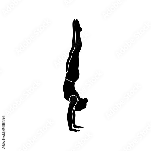 Silhouette icon vector design of a gymnast doing handstand