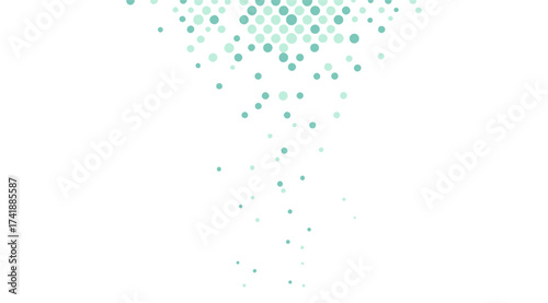Teal-green circles cascade down a pristine white canvas, creating an elegant design with a modern, minimalist aesthetic perfect for backgrounds and graphic overlays.