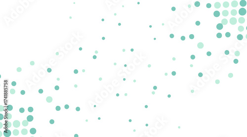 A clean, crisp white backdrop showcases scattered teal and light blue circles, some clustered at the corners, providing a modern, minimalist pattern ideal for versatile backgrounds