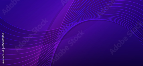 Abstract background showcasing a dynamic arrangement of curved lines and layered shapes in varying shades of purple and violet creating a modern and sophisticated visual