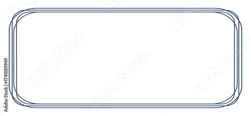 A clean white background features an outlined rectangle composed of layered blue lines with smoothly rounded corners creating a versatile frame or border element