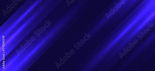 The digital artwork shows a gradient navy blue backdrop with angled stripes of bright electric blue adding depth and luminescence to the abstract composition creating a futuristic vibe