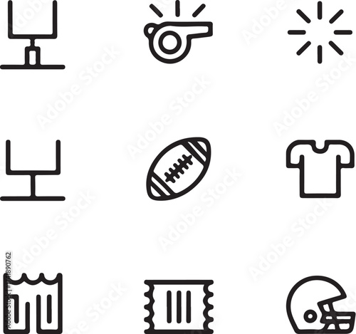 Football game day icons for sports promotion