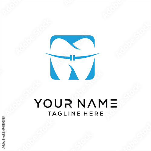 Dental braces logo, dental implant, dental logo design.