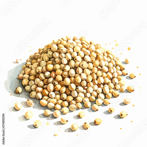 Watercolor illustration of a pile of whole sorghum grains.