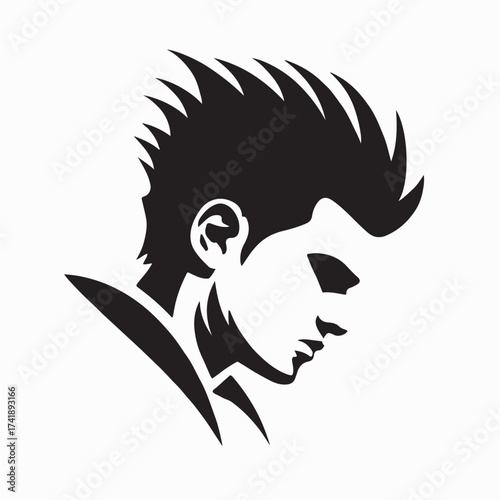 Stylish Man with Spiky Hair Logo Vector isolated on white background