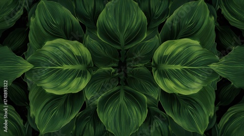 Detailed Symmetrical Green Plant Foliage Image: Lush Vibrant Backdrop of Natural Elegance