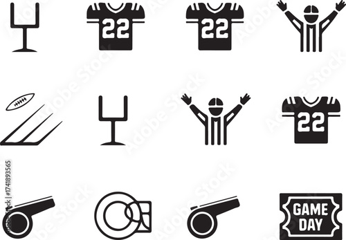 Exciting football game day vector icons collection