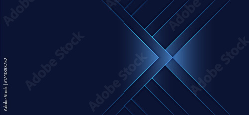 Dark blue geometric background features angled lines and arrow shapes with a subtle glow, creating a modern, stylish backdrop for presentations and digital designs