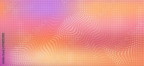 A textured gradient background featuring a blend of soft pastel colors from peach and pink to lavender, overlaid with a flowing pattern of small, white dots, creating a gentle, dreamlike visual