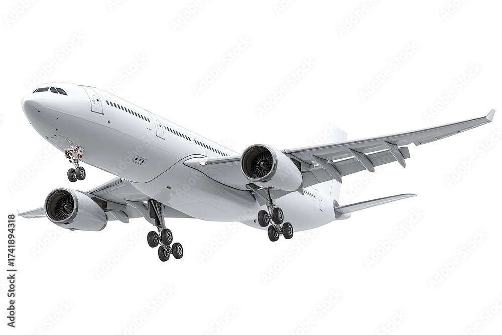 Obraz premium White airplane in flight