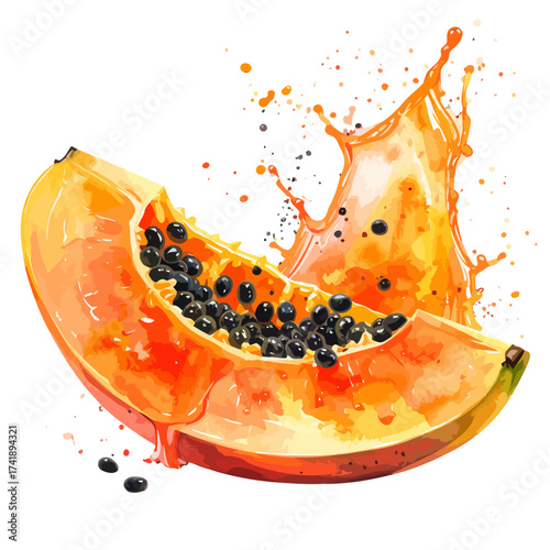 Juicy Papaya Slice with Splash of Juice.