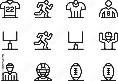 American football icon set perfect for web design
