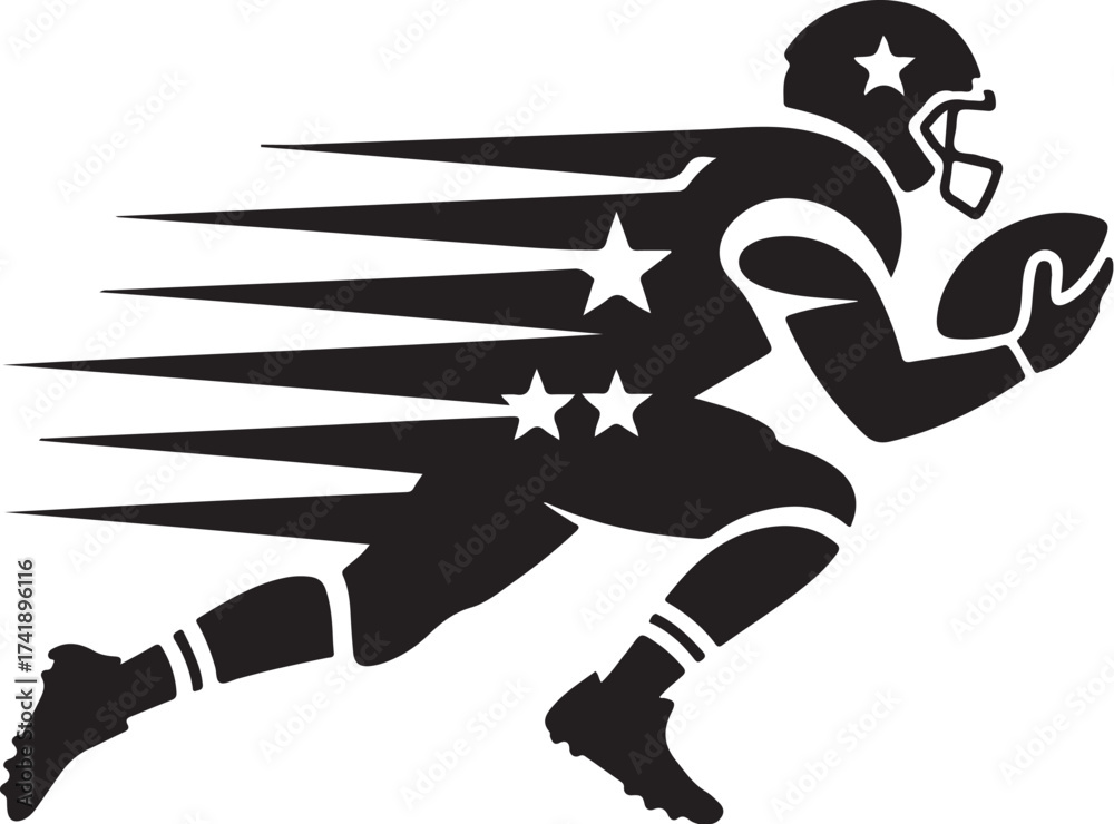 Fototapeta premium American football player with speed effect logo