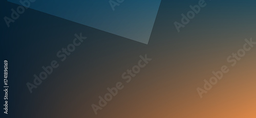 This modern abstract features a smooth gradient blending deep blue and warm orange tones, accented by a geometric, triangular overlay, offering a sophisticated, contemporary visual