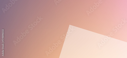 A smooth gradient background blends shades of soft peach, light rose, and muted lavender, accentuated by a stark, angular white shape that adds a clean, modern aesthetic