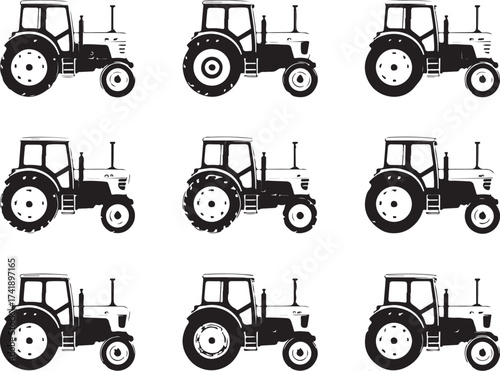 Tractors graphic design for agriculture industry