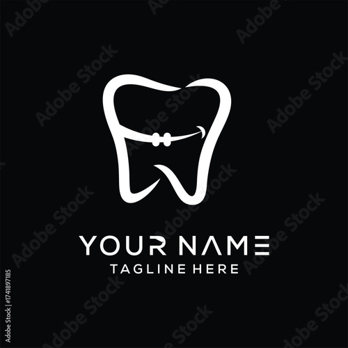 Dental braces logo, dental implant, dental logo design.