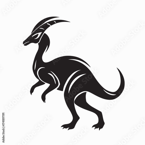 Parasaurolophus Silhouette Logo Vector in Simple Modern Style