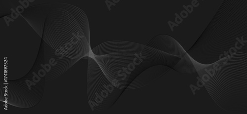 Intricate grayscale design features flowing, interwoven lines creating a smooth, rhythmic texture with a minimalist aesthetic ideal for modern backgrounds and elegant presentations