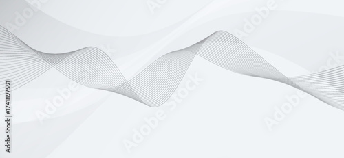 Soft flowing lines create a modern abstract background in shades of white and gray, with intersecting waves giving a clean and minimalist feel perfect for design projects