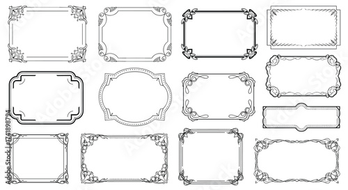 A collection of decorative ornamental border designs for graphic design projects.