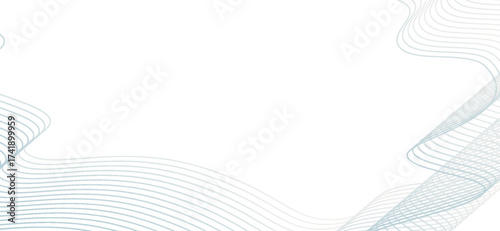 A minimalist graphic design features flowing, delicate teal lines forming a serene wave pattern against a clean white background, offering a sophisticated and soothing visual experience