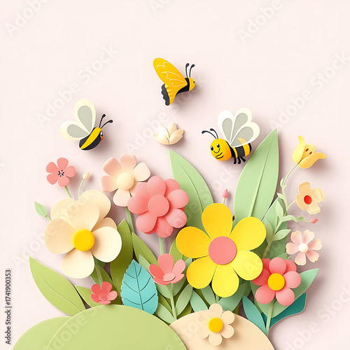 Happy Garden World ,Paper cut cartoon