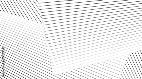 Geometric monochrome background features sleek black parallel lines against a clean white backdrop, creating a minimalist, visually dynamic abstract pattern with a modern aesthetic