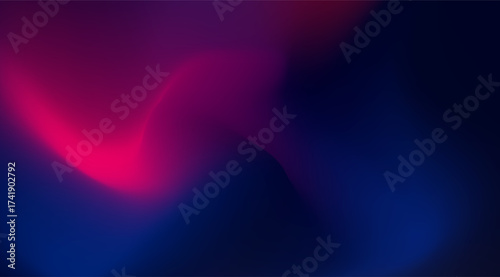 Abstract gradient background features flowing shades of vibrant pink merging into deep, contrasting tones of dark blue and purple creating a mesmerizing, dynamic effect