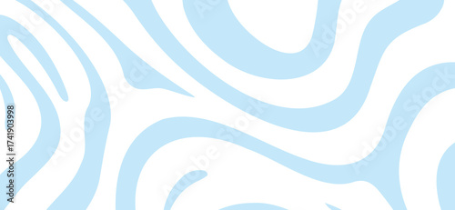 The image features a smooth, flowing pattern of light blue, curving stripes set against a white backdrop, creating a soft, inviting, and visually calming abstract design