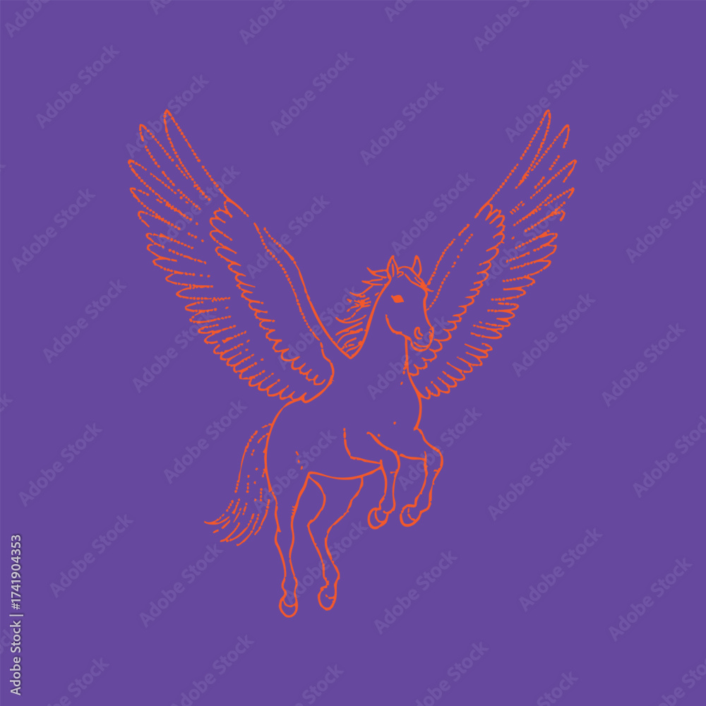 Obraz premium Elegant Pegasus with Outstretched Wings in a Mystical Setting, Symbolizing Freedom and Imagination
