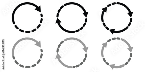 Circle arrows. Circular process, rotate infographic element. Round step loop, sync loading arrow symbol. Rotation option editable stroke vector recycle refresh signs