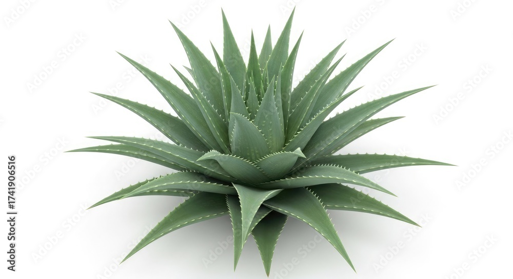 Fototapeta premium Aloe vera plant succulent medicinal herb isolated on white background green healthy natural organic leaf