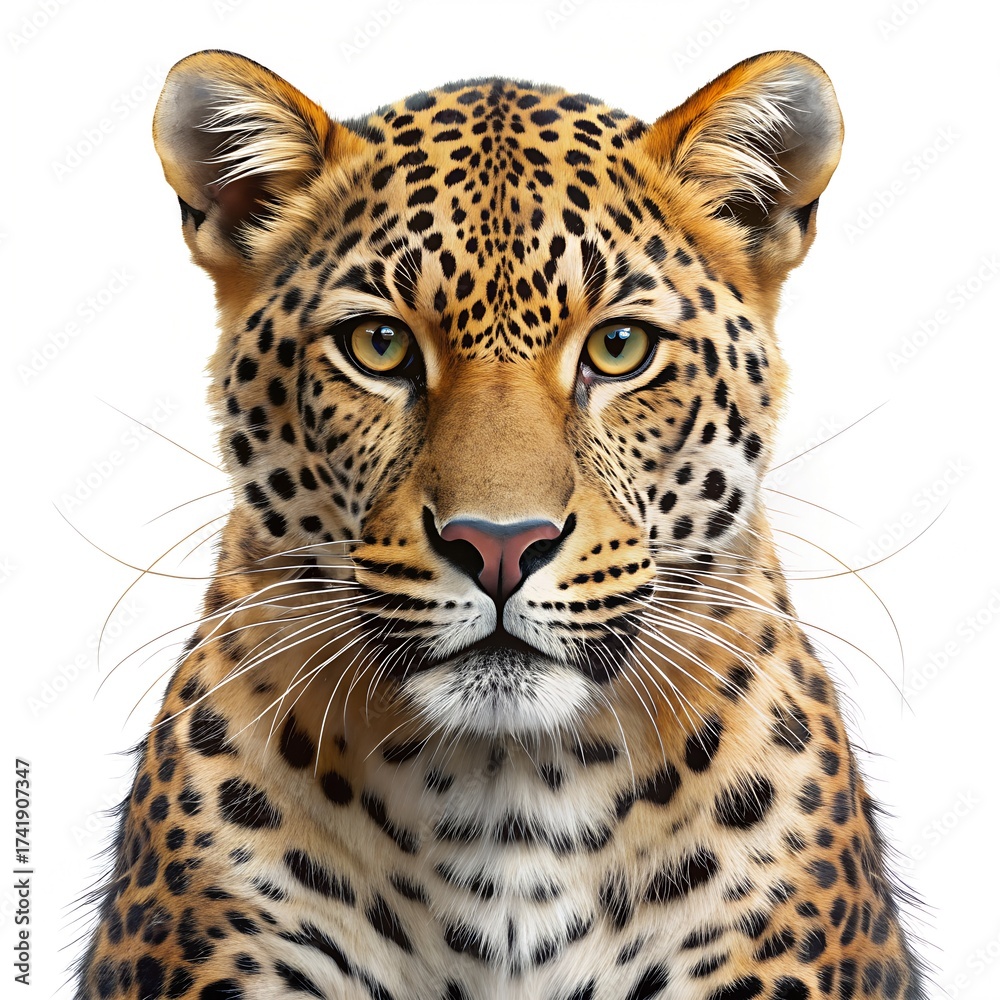 Obraz premium Close-up portrait of a leopard with intense gaze big cat