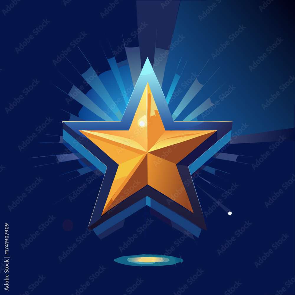 Obraz premium gold star on blue background