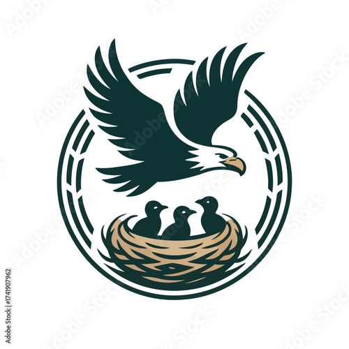 Eagle nest birds protection family nature wildlife conservation avian care safety