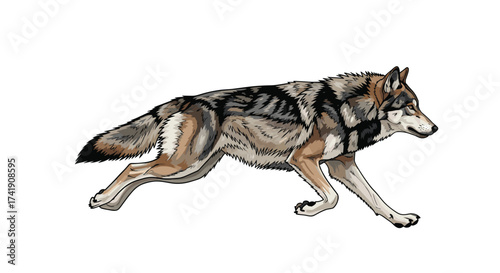 The majestic wolf in motion across the plains.